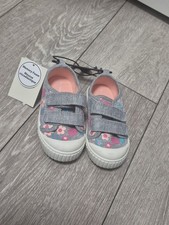 George Toddler Girl grey upper adorned Sneaker W/bright pink  blue floral Print