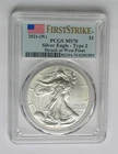2021-W $1 American Silver Eagle-Type 2-PCGS MS70-First Strike-Flag Label