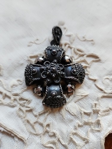 VINTAGE MEXICO JERUSALEM CROSS SIGNED STERLING SILVER MALTESE PENDANT #1110