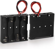 2PACK 4AA Battery Holder Housing w/ Leads, 4x1.5V AA Case Without Cover