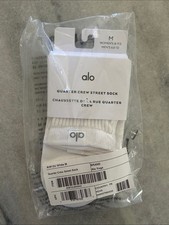 NWT alo Quarter Crew Street Sock White Womens sz 8-11.5 Mens sz 6.5-10 1 pr