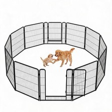 Indoor Outdoor Heavy-Duty Metal Dog Playpen Door Collapsible Rustproof Pet Fence