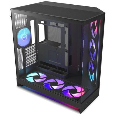 H9 Flow RGB+ 2025 - Stylish Mid-Tower ATX Case with Panoramic Glass and RGB Fans