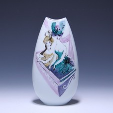 Vaso in porcellana PMM con decoro dipinto a mano secondo Lis Müller - anni '50