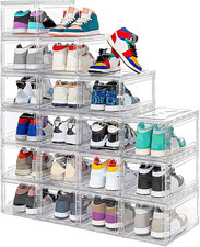 12 Pack Acrylic Clear Shoe Boxes  Ultra Clear Plastic Stackable Sneaker Storage