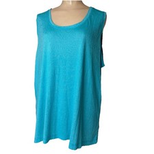 Fresh Produce Womens 3X Blue Tank Top Cotton poly USA Made New soft sheen staple
