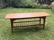 Vintage Mid Century Teak Danish Style Coffee Table & Lower Shelf Magazine Rack
