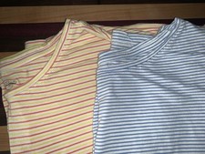 Terra & Sky Womens Blue & Orange Pink short sleeve striped top SZ  1X 16W-18W