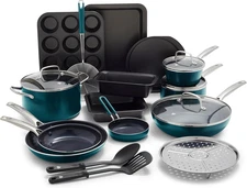 Blue Diamond 20 Piece Cookware and Bakeware Set, Diamond Infused Pfas-Free Ceram