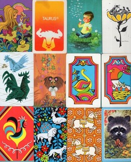 12 Single Swap Playing Cards FUN SIXTIES SEVENTIES ART HIPPIE GIRL ANIMALS ETC