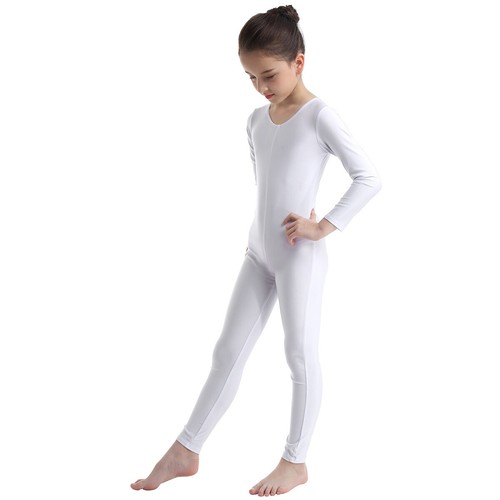 Kids Girls Long Sleeve Bodysuit Body Unitard Ballet Dance Gymnastics Leotard - Picture 17 of 122