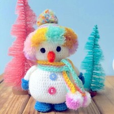New Handmade Crochet Unique Design Stuffed Snowman Xmas Kid's Toy Perfect Gift 