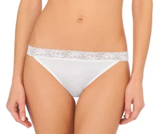 Natori Women's Discreet Bikini Lace Band Underwear Solid White Size XS 3972