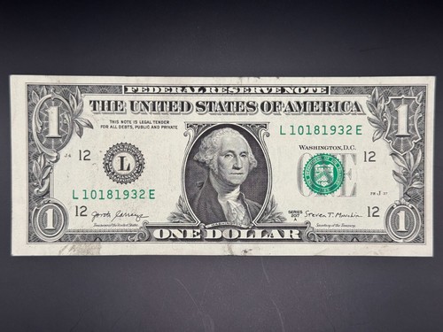 October 18, 1932 Birthday Note Fancy Serial Number One Dollar Bill - Picture 2 of 3