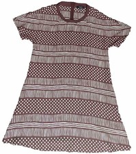 Madewell Title Tee Striped Polka Dot Shift Dress Maroon Short Sleeve W/Pockets