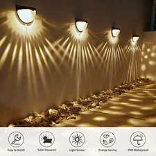 2-8 Pack Solar 6-LED Wall Light Garden Fence Yard Decor Street Lamp Waterproof