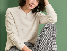 NEW NWT Loft Pearlized Cable Sweater Size: XS or S Color: Winter White