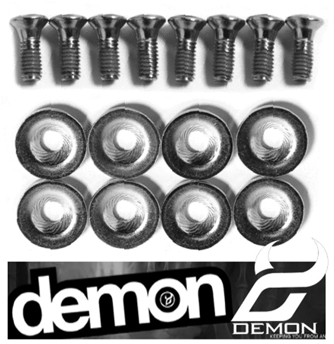 DEMON Snowboard Binding Screw Set 4 SIZES (8 Fixings Hardware Bolts