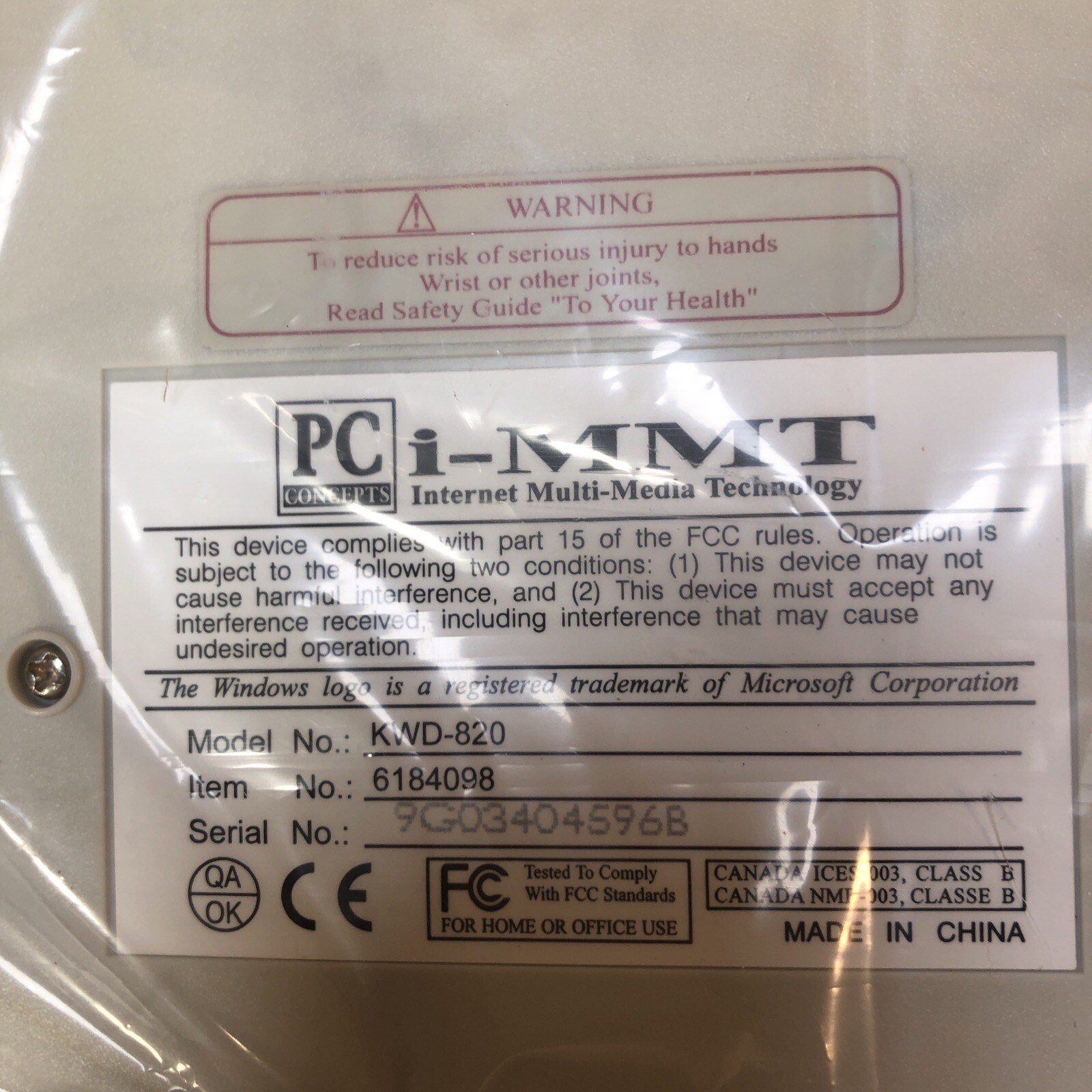 PC Concepts IMMT Classic Windows 98  Keyboard i-MM VINTAGE New open box