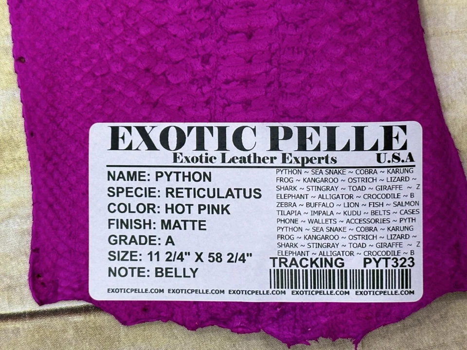Hot Rosa Grande Cuero de Pitón Genuino Piel Real Piel de Serpiente Sonajero Jumbo Boa 323 Foto 3 de 4