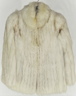 Vintage Saga Fox Fur Coat Wide Sleeves Short Overcoat Norway Blue