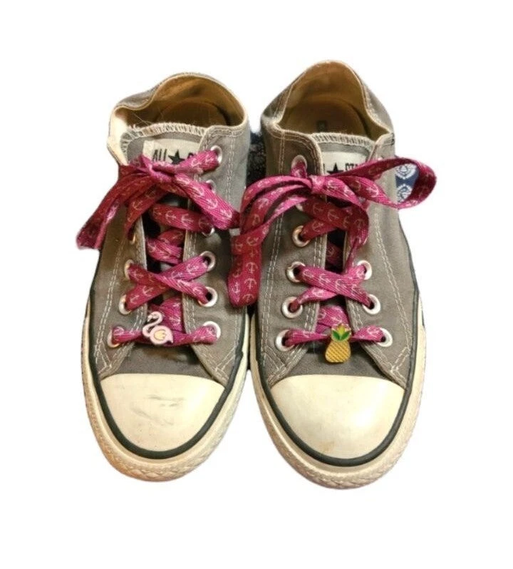 Converse All Star sz 7 gray purple laces charms unisex womens 7