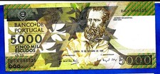 Portugal P183b(7) 5,000 Escudos ANTERO QUENTAL Moreira/Beleza 19.10.1989 VF+