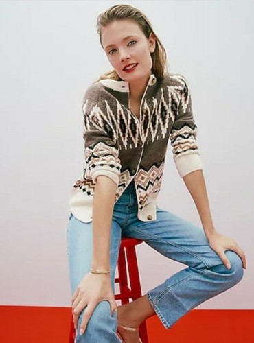 NWT J Crew Fair Isle Diamond Cardigan 