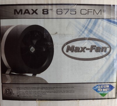 Max 8'' 675CFM High Efficiency Tube Fan 170 Watts