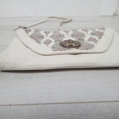  Elliott Lucca White Bag leather fabric purse tote satchel - Picture 3 of 8