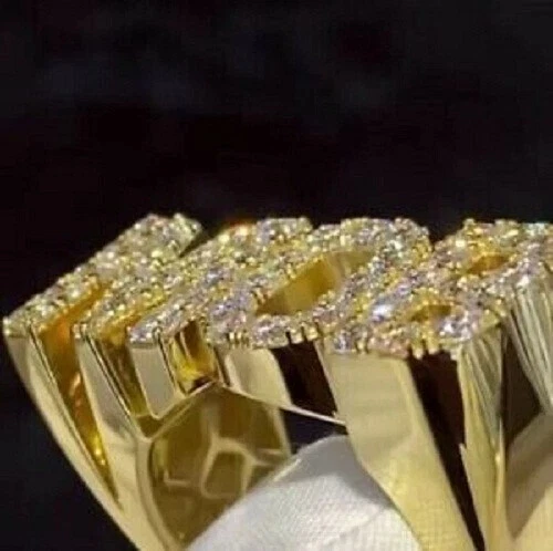 2.3CTW Round Cut DVVS1 Moissanite Mens Engagement Ring In 14k Yellow Gold Plated - Изображение 2 из 4