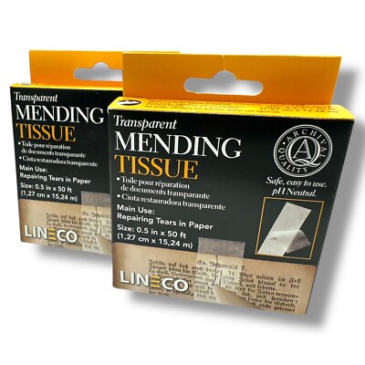 LINECO Transparent Ausbessern Seidenband DOPPELPACK (15m x 13mm) Papier Reparaturen