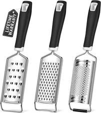Cheese Grater, Sopito 3 Packs Stainless Steel Lemon Zester Grater with Silicone 