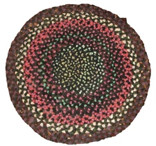 Beautiful Antique Braided Table Mat ~ 14" ~ Nice Colors ~ Early 1900's EXC