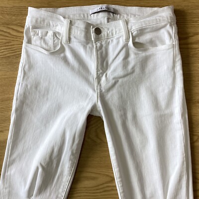 DAMEN J BRAND DEMENTED CROP SKINNY weiß zerrissen Jeans Größe 10 W28 L27 (470F)