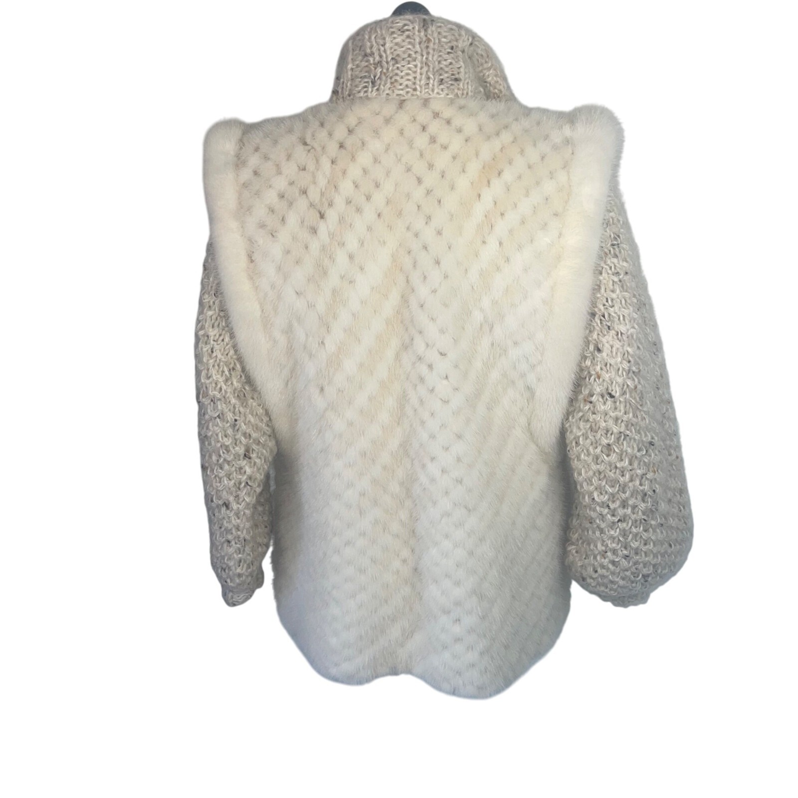 Vintage Jacket Vest Womens Size Medium Cream Knit Convertible Casual Wool Retro image 2
