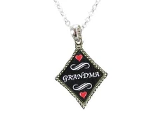 Grandma Grandmother Silver Chain Necklace Diamond Charm Jewelry