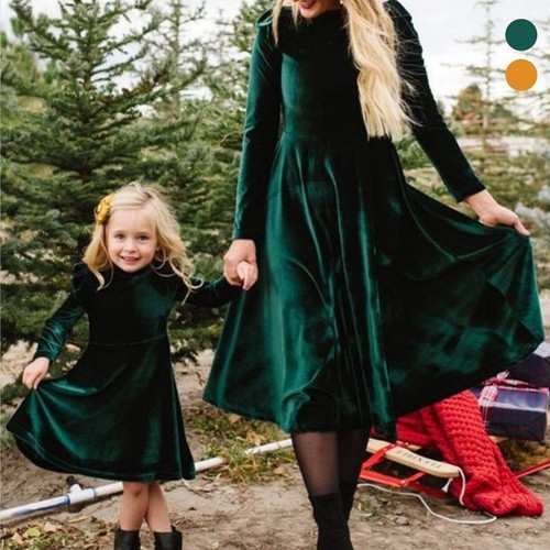 Kleider Familie Kleidung Smaragd Grün Mutter Tochter Passende Outfits Kleid - Bild 2 von 6