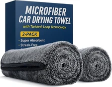 Microfiber Car Drying Towel with Twisted-Loop Technology 2-Pack (Oversized 63"x2