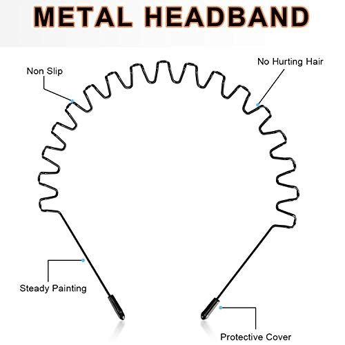 Metall Stirnbänder für Damen Herren, 2er Pack Mode Unisex Schwarz Haarband Sport  - Bild 4 von 7