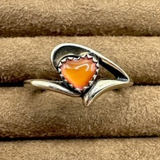 Vtg Sterling Silver Heart Ring Sz 7.5 Designer WM Wheeler Southwestern
