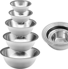 Mixing Bowl Set of 5, Stainless Steel Mixing Bowls, Nesting Whisking Bowl Set
