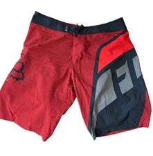 Fox Racing Board Shorts Men 36 Red Dive SecaMens Swim Trunks Drawstring Pockets