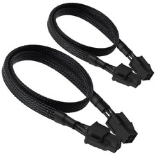 2 PCS 20.8 Inch ATX 4Pin CPU Power Extension Cable Male To Female Sleeved