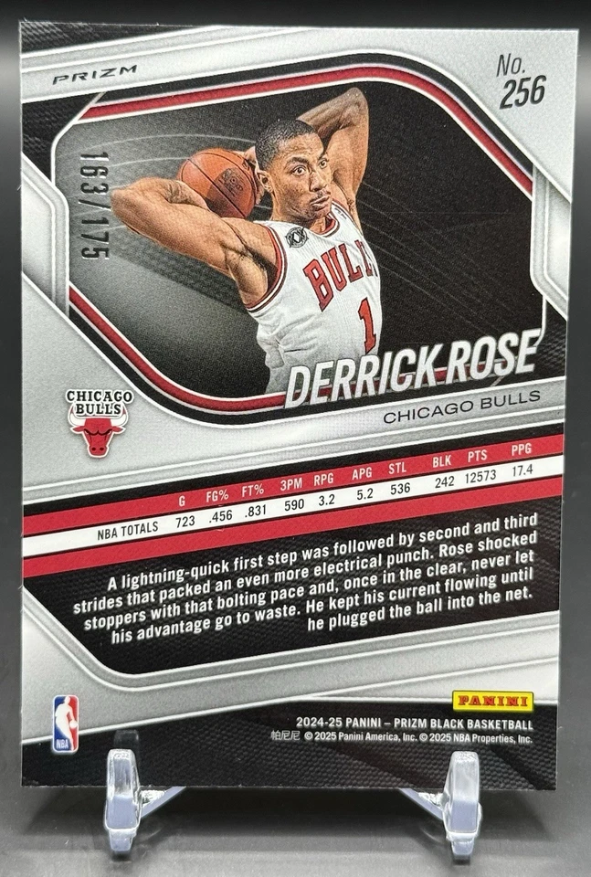 2024-25 Panini Prizm Black Derrick Rose Legends White Prizm/175 Chicago Bulls Foto 2 de 2