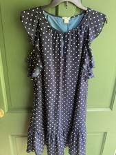 Women's J. Crew Blue White Polka Dot Lined Ruffled Flutter Flounce Hem Dress XS