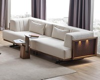 Wohnzimmer Set 3-Sitzer Sofa & Beistelltisch Japandi Stil Modern