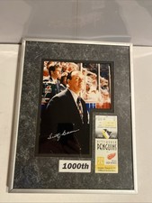 Scotty Bowman REAL 1000th Game Win Ticket Framed & Signed Photo 13 3/4 x 10 3/4