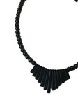 Vintage Art Deco Black Beaded Hematite Piano Fanning Necklace 28 Grams  — photo 3