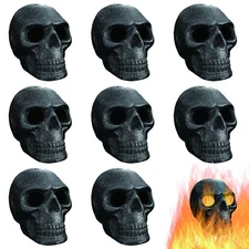 Imitated Human Skull Gas Log for Indoor or Outdoor Fireplaces, Made of Metal,...